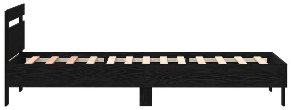 Ágykeret LED világítással Fekete tölgy 90x200 cm Műgyanta