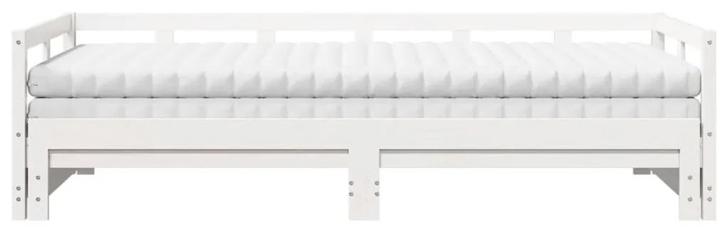 fehér tömör fenyőfa kihúzható kanapéágy matracokkal 80 x 200 cm