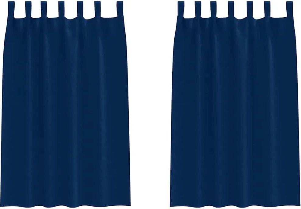 vidaXL Fekete Függöny Gyűrűkkel 2 pcs Sötét kék 175 x 140 cm