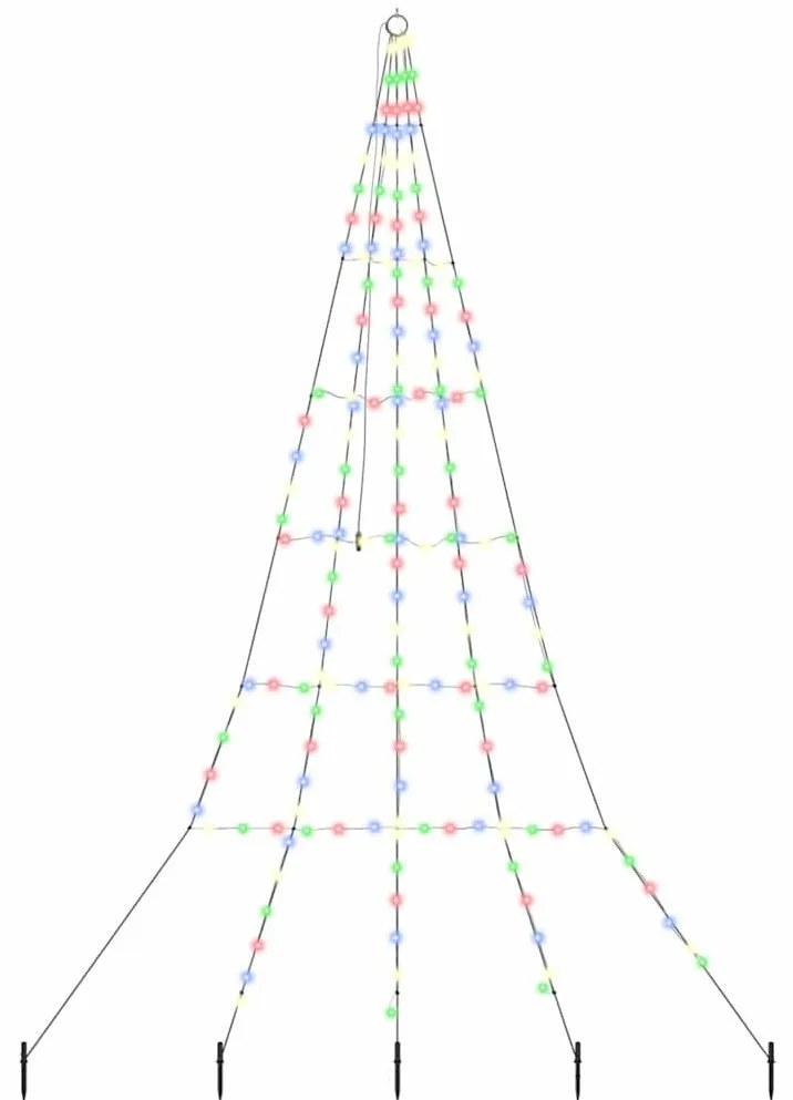 LED Karácsonyfák talajráccsal 168 LED-del Sokszínű 300 cm Fém