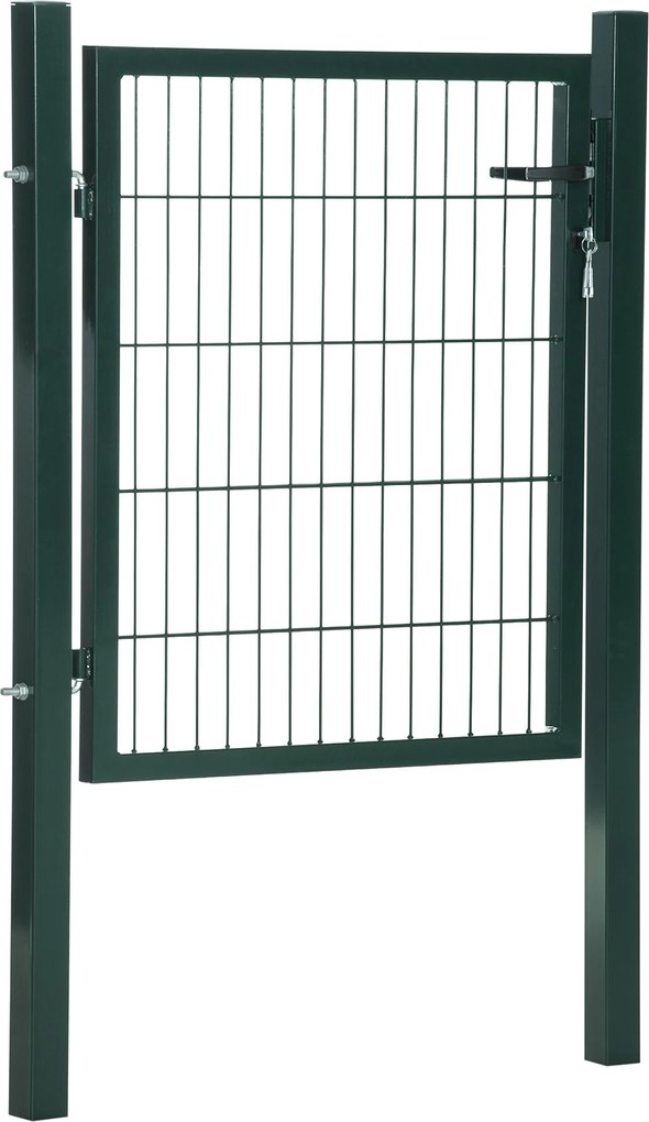 HOMCOM Zöld Acél Kertkapu Kerítésajtó Fogantyúzár és Kulcsokkal 97 x 150 cm | Aosom
