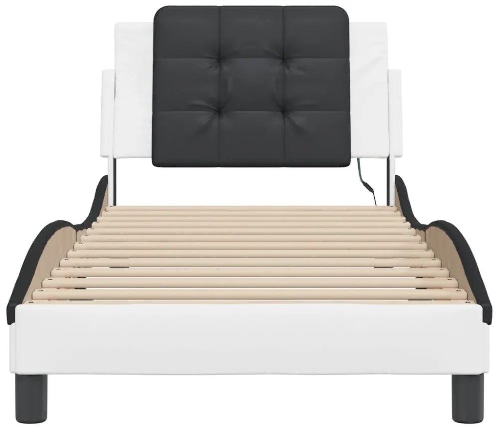 fehér és fekete ágykeret LED-ekkel matrac nélkül Zadar 100 x 200 cm