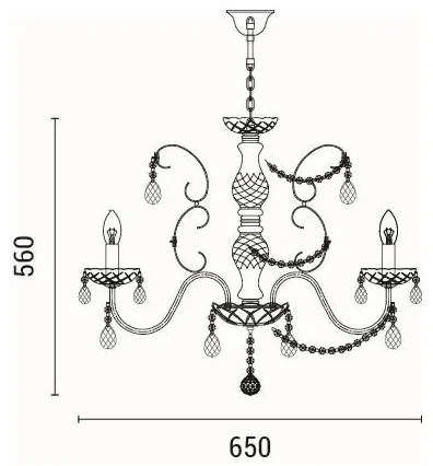 Csillár láncon 6xE14/15W/230V