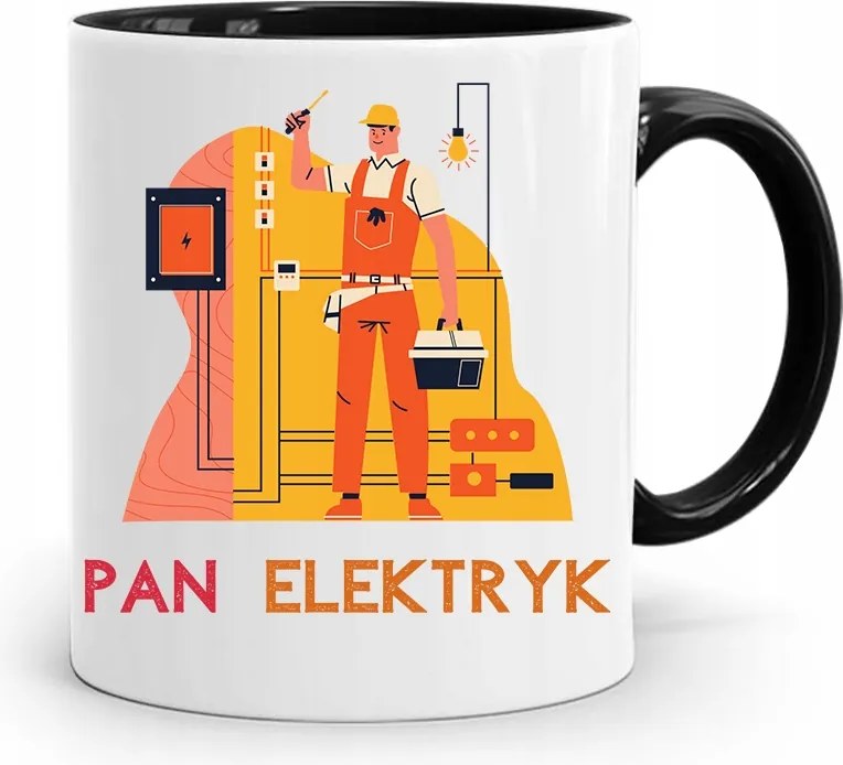 Bögre Fekete Ajándék Villanyszerelőnek Villanyszerelő Úr fényképes nyomtatással