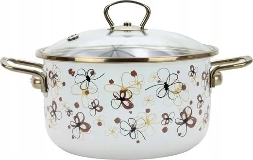 Belis Zománcedény üvegfedővel Premium krémszínű 18 cm/2,2l