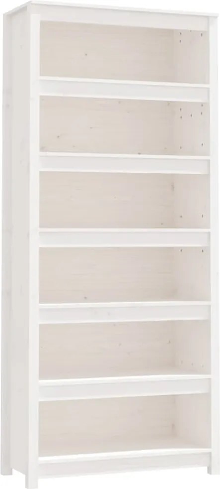 vidaXL fehér tömör fenyőfa könyvszekrény 80x35x183 cm