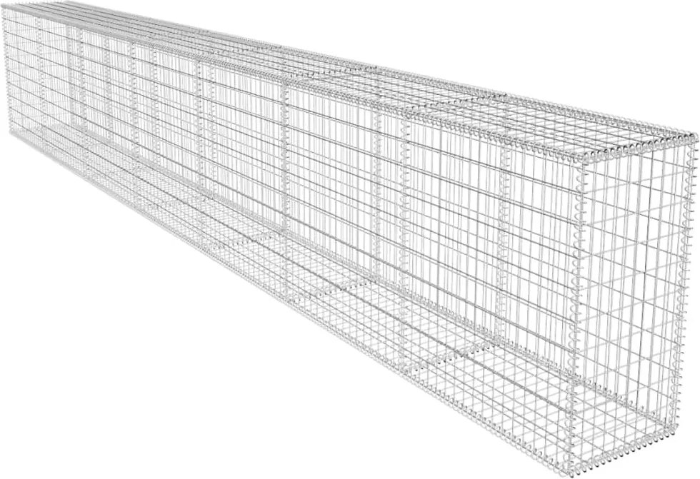 vidaXL horganyzott acél gabion fal fedéllel 600 x 50 x 100 cm