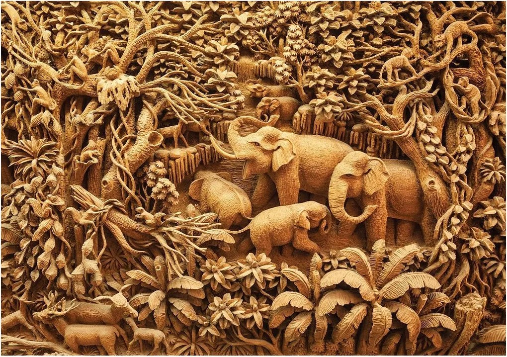 Fotótapéta Elefántok és szarvasok az erdőben vinil 208x146 +ragasztó