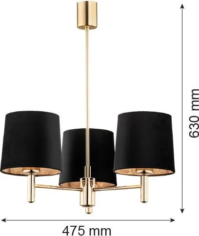 ARGON 6111 PONTE PLUS Modern Csillár Fekete, Sárgaréz E27 IP20