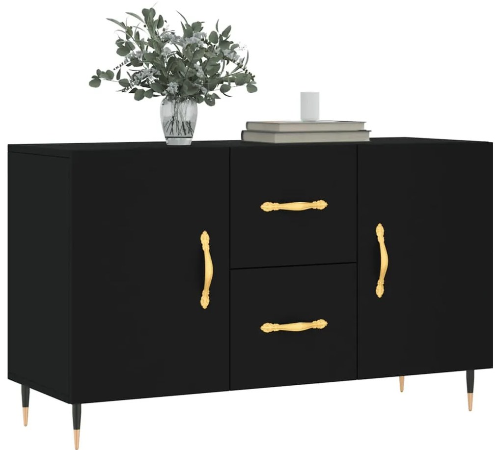 fekete szerelt fa tálalószekrény 100 x 36 x 60 cm