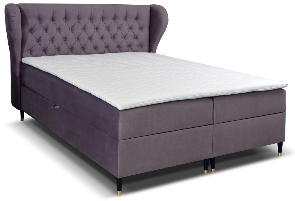 Franciaágy Boxspring 180 cm Ortun (lila) (matracokkal). 1033266