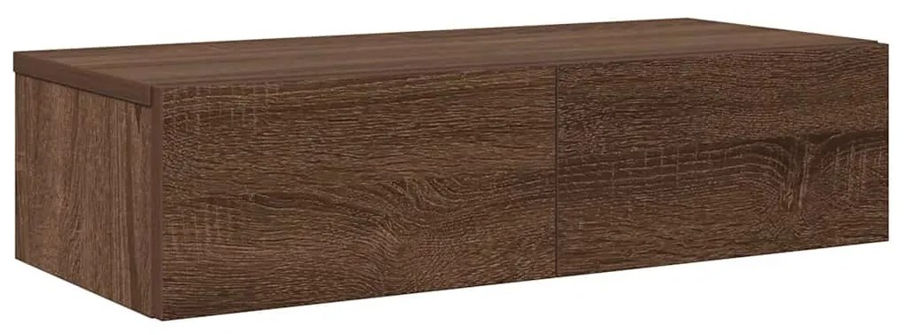 Falipolc fiókokkal barna tölgy 60x26,5x15 cm műszaki fa