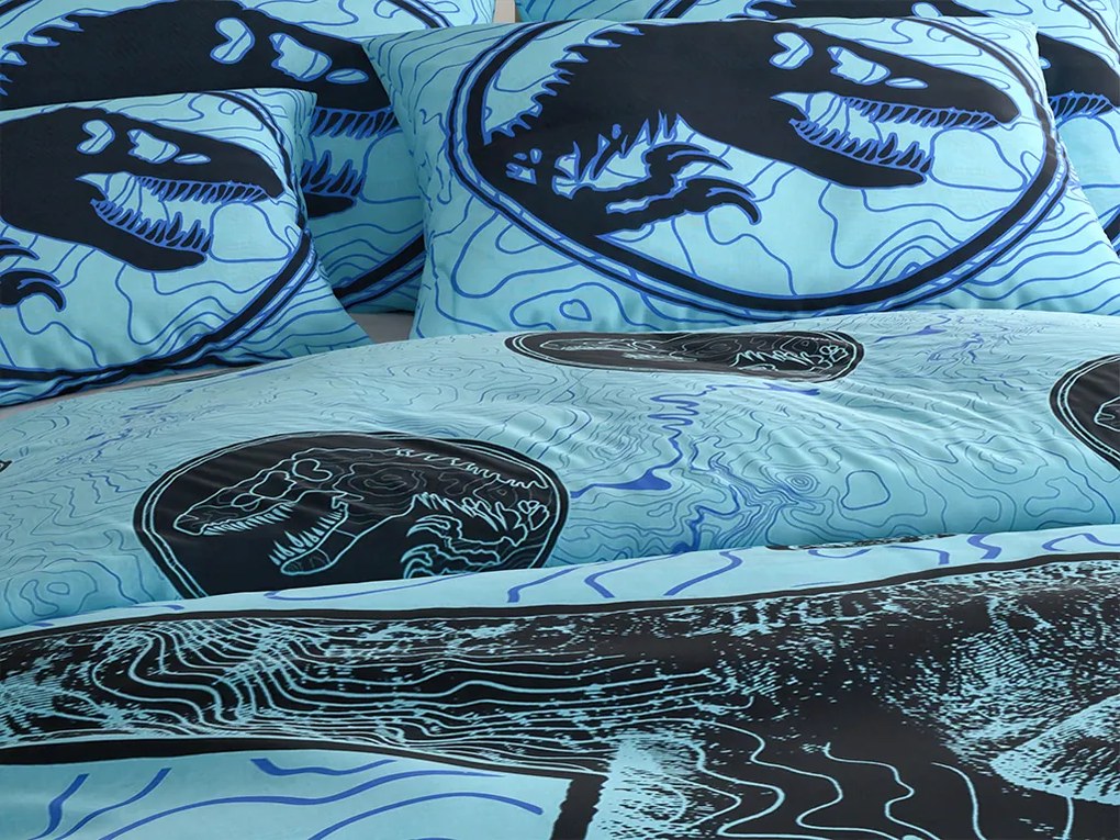 Ragyogó pamut ágyneműhuzat JURASSIC WORLD kék Ágyneműhuzat mérete: 70 x 90 cm | 140 x 200 cm