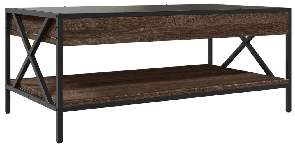 barna tölgy végtelen hatású LED-es dohányzóasztal 90x50x38 cm