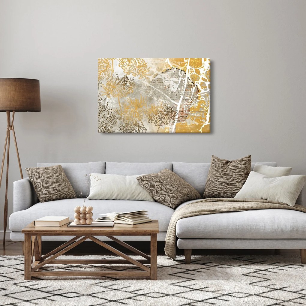 Kép - Vintage fal virágokkal (90x60 cm)