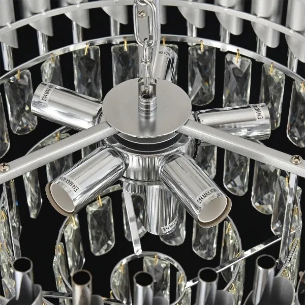 Brilagi - Láncos csillár ECLIPSE 7xE14/10W/230V átm. 48 cm ezüstszínű