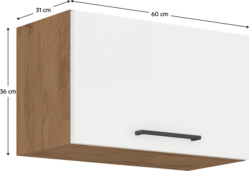 Felső szekrény, lancelot tölgy / fehér extra magas fényű HG, VEGA 60 GU-36 1F