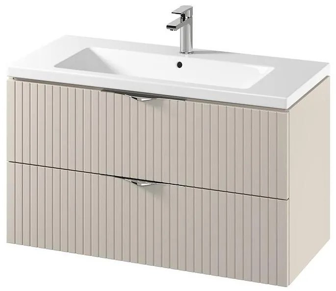 Cersanit S801-548 - Falra szerelhető fürdőszobai szekrény mosdóval TIRSO 100x45 cm bézs