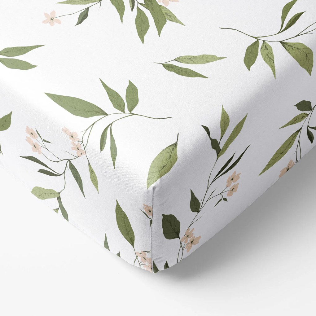 Goldea pamut gumis lepedő - jázmin virágmintás 80 x 200 cm