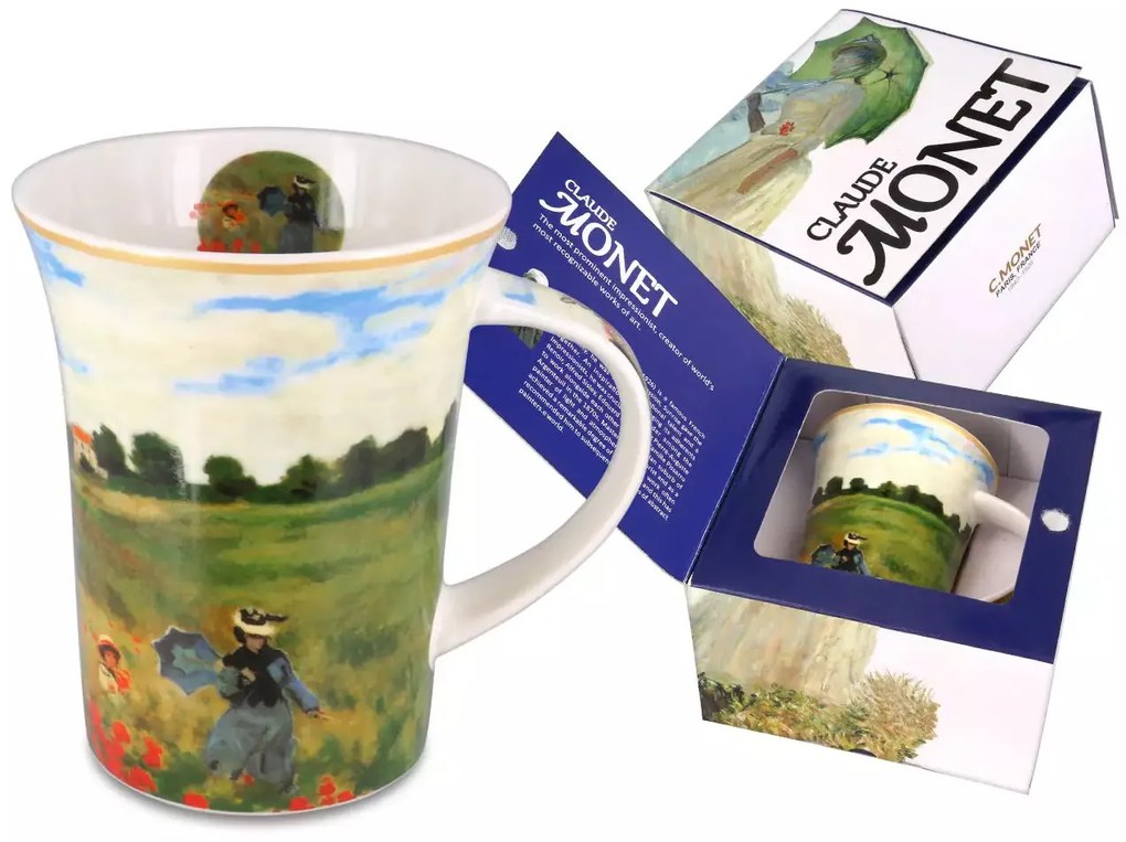 Porcelán bögre Monet Pipacsmező díszdobozban