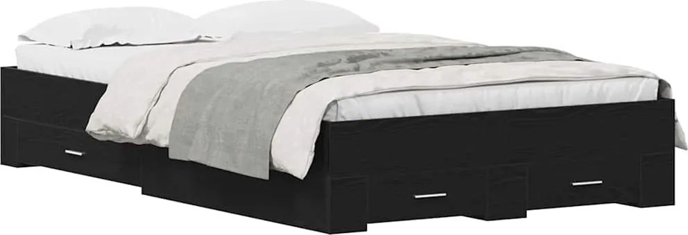 vidaXL Ágykeret fiókkal tárolóval Fekete tölgy 120 x 190 cm Faanyag