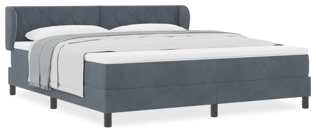 Boxspring Ágy Matrac Kószálva Szürke 180x200 cm Bársony