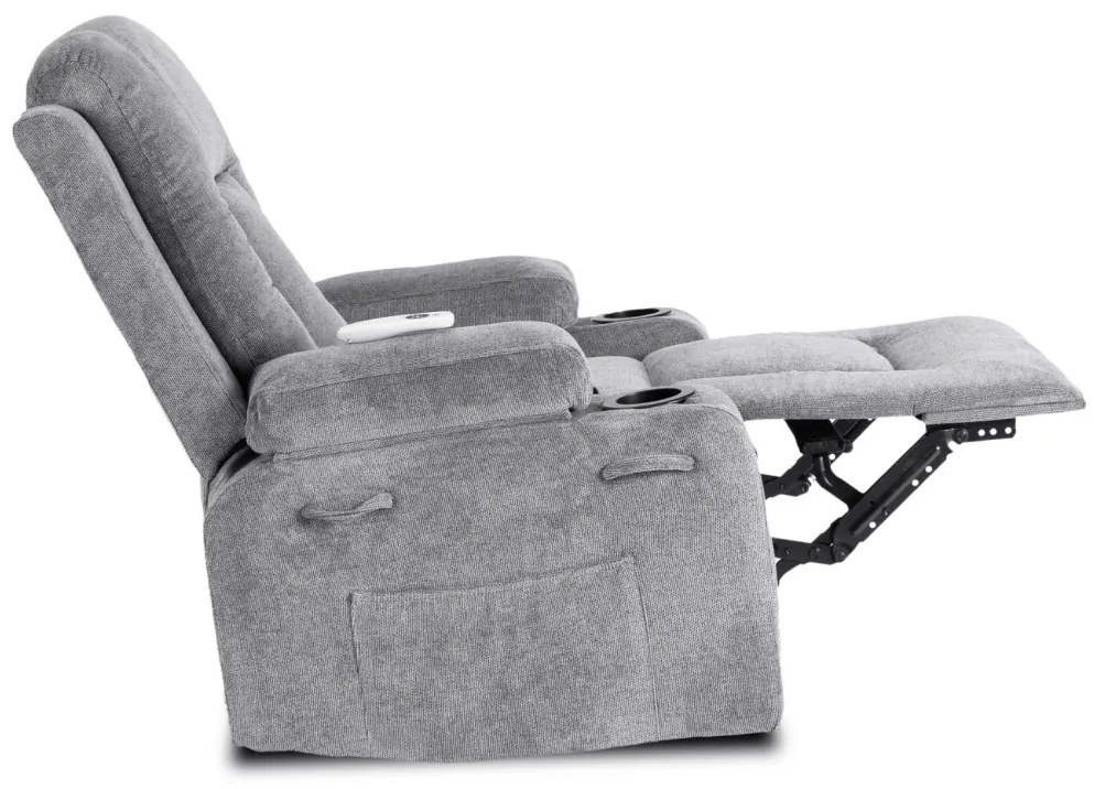 Elektromosan Vezérelhető Masszázsfunkciós Relaxfotel Sötétszürke Szövet Kárpittal. BOX 2