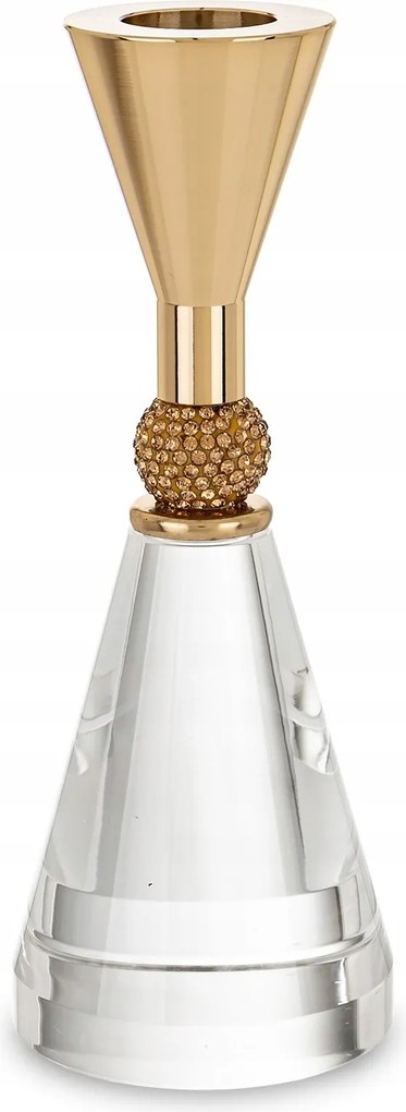 Dekoratív gyertyatartó arany üveg átlátszó elegancia csillogás