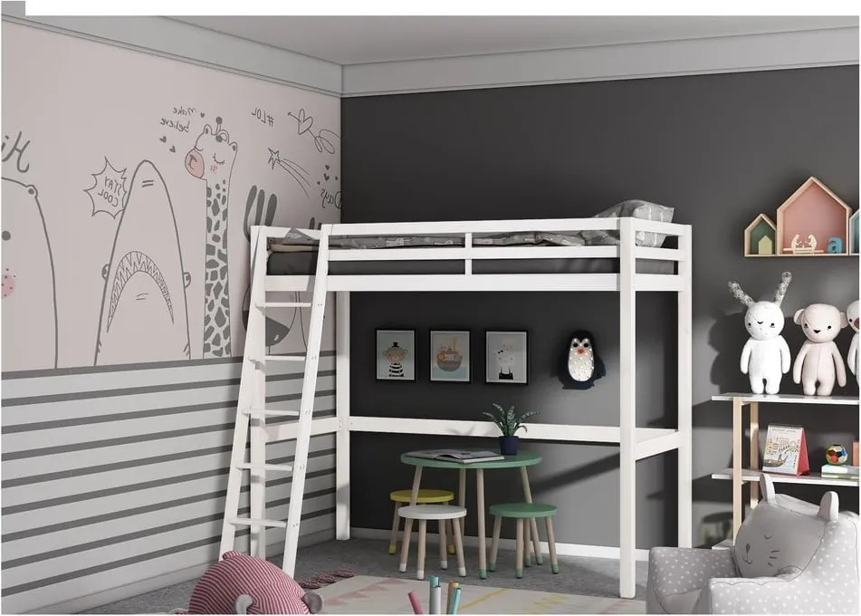 Alpi2 fehér magasított ágy borovi fenyőből - Støraa