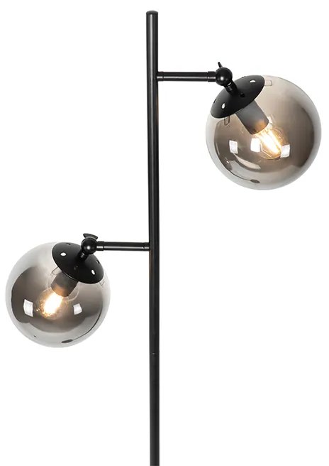 Art Deco állólámpa fekete füstüveggel 2-lámpás - Pallon