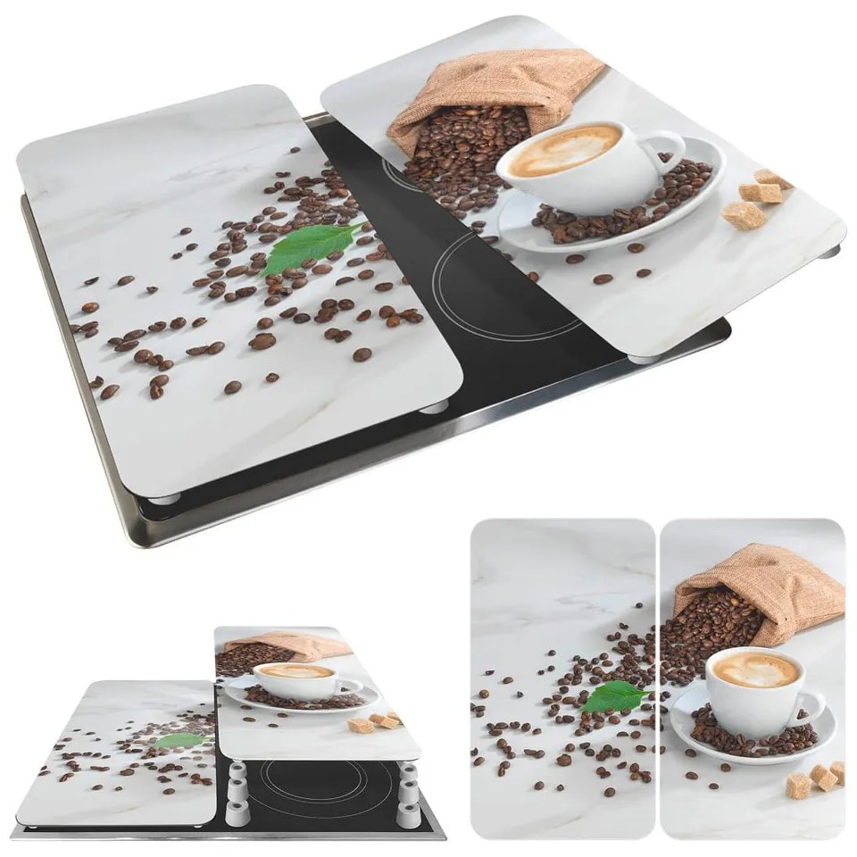Edzett üveg tűzhely fedőlap szett 2 db-os 52x30 cm Café Aromatica – Maximex