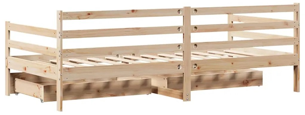 fehér tömör fenyőfa kanapéágy fiókkal 80 x 200 cm