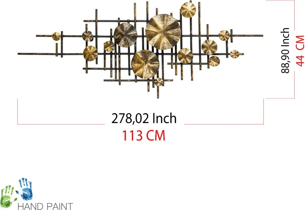 Mihrimah fém fali dekoráció, 113×7 cm – TR279ENZ2533