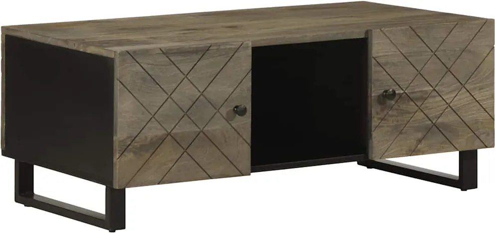 vidaXL fekete tömör mangófa dohányzóasztal 100 x 54 x 40 cm