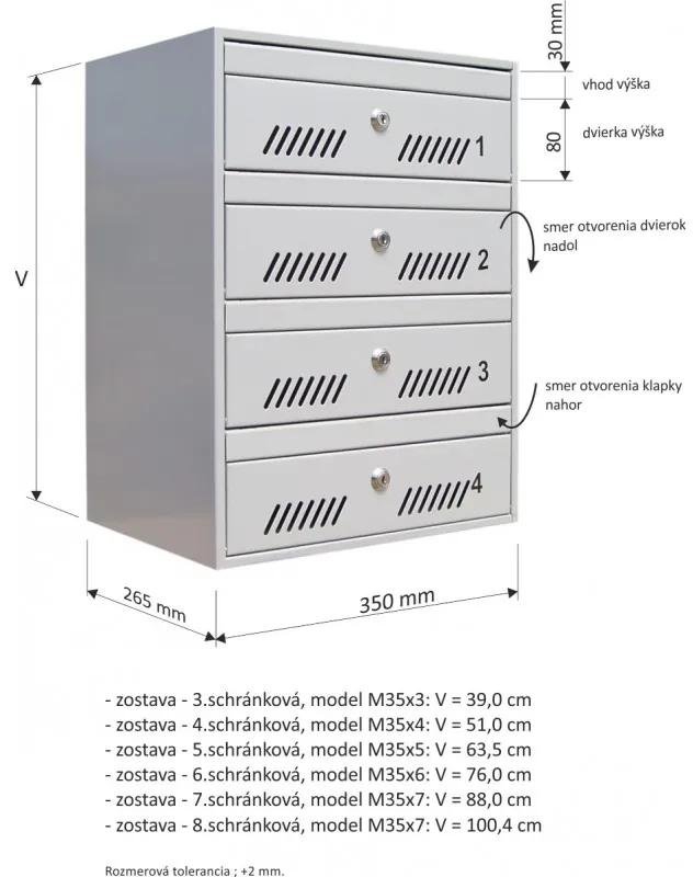 M35 moduláris postaláda tömb, 3db Névtábla RAL 9006 / Szürke