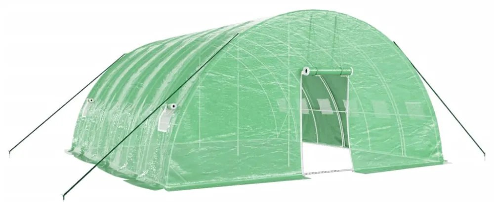 zöld acélvázas melegház 36 m² 6 x 6 x 2,85 m