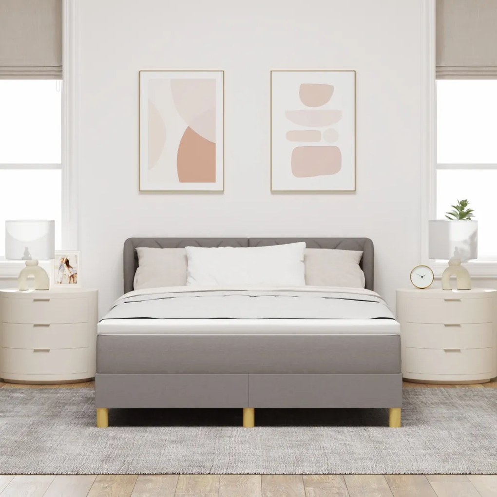 Boxspring Ágy Matraccal Taupe Színben, 140x190 cm, Szövet