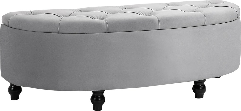 HOMCOM Tároló Pad Velúr Kárpitozással, Nyitható Üléses Tárolódoboz Fából Készült Lábakkal, Tároló Pad Nappaliba, Előszobába, Hálószobába 120 x 46 x 42