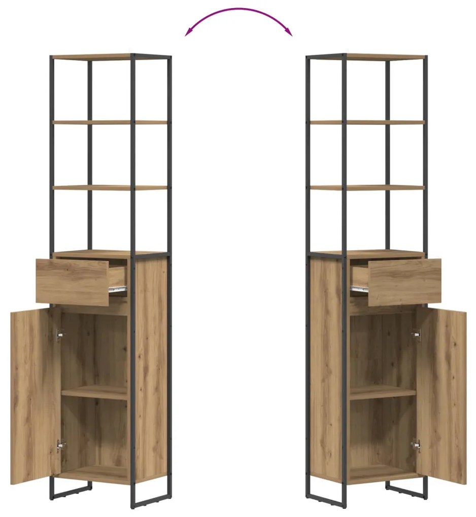 vidaXL Fürdőszoba Székény Művészi tölgy 40 x 30 x 180 cm Faanyag