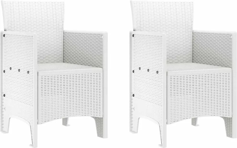 vidaXL Kerti Szék párnával 2 pcs Fehér 53 x 49 x 85 cm Polipropilén