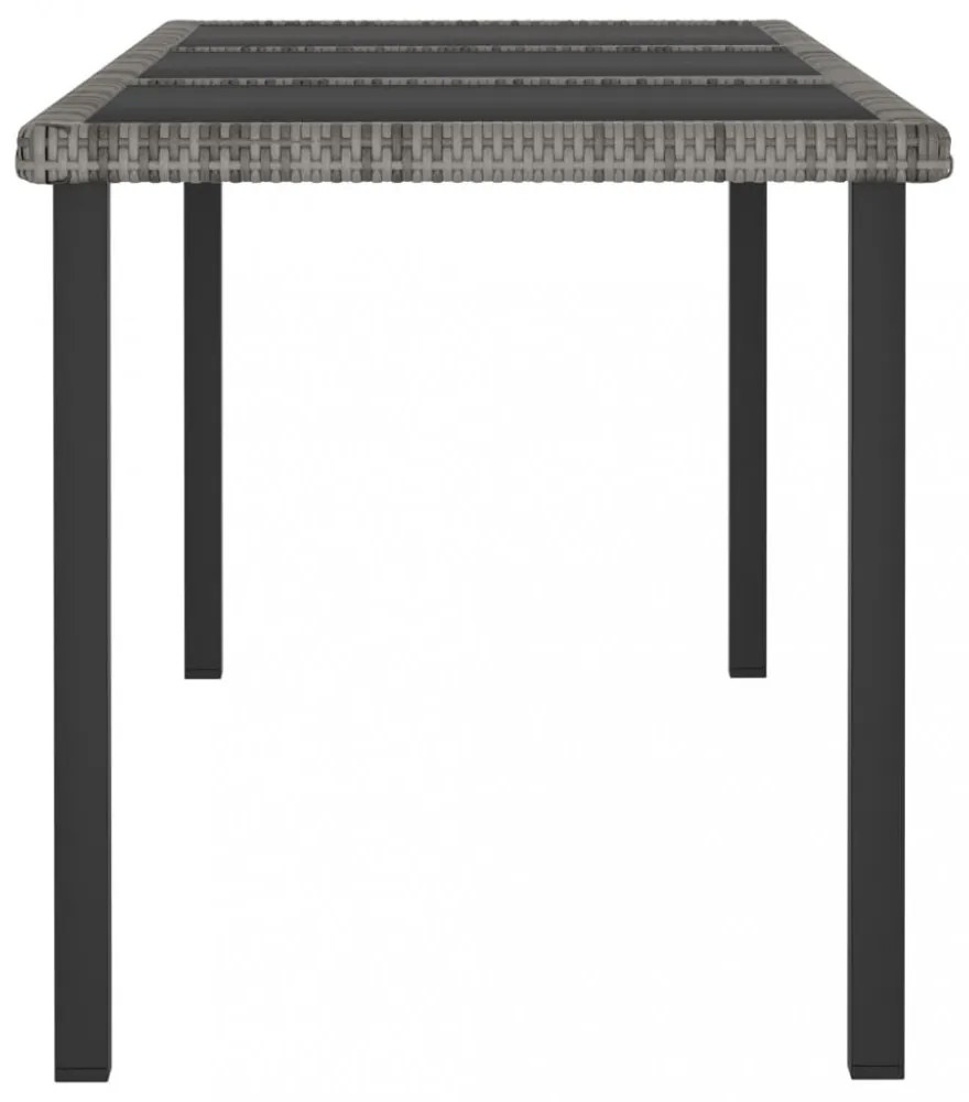 szürke polyrattan kerti étkezőasztal 180 x 70 x 73 cm