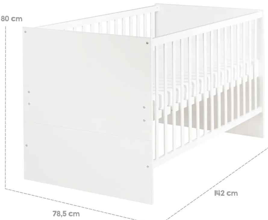 Fehér babaágy állítható magassággal 70x140 cm Anton – Roba