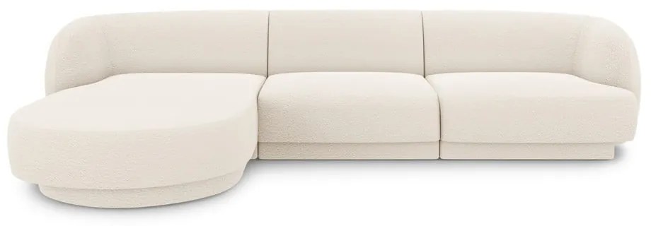 Black Friday - Bézs buklé szövet sarokkanapé (bal oldali) Miley – Micadoni Home
