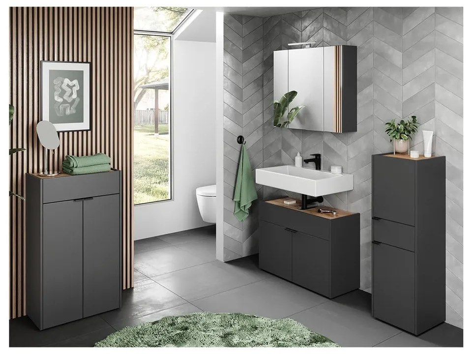 Antracitszürke fürdőszobai bútor szett Forano – Germania