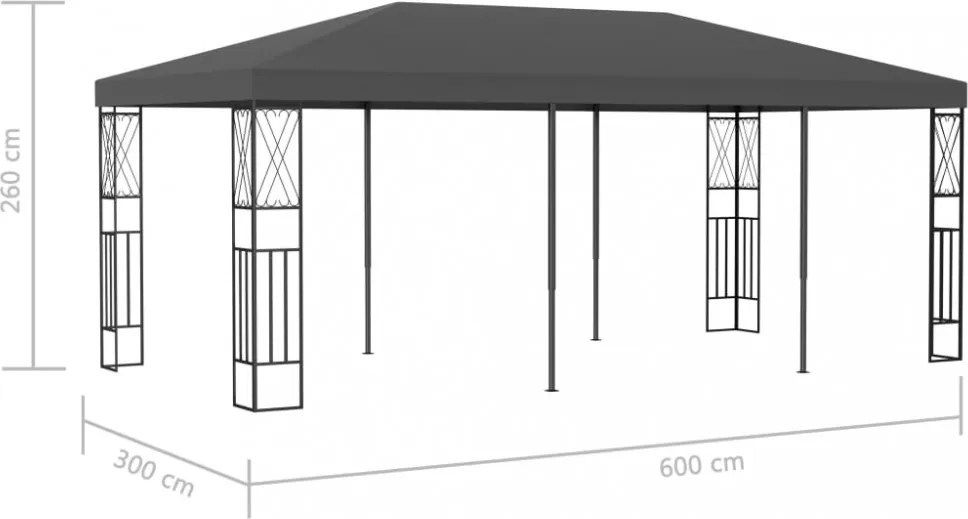 antracitszürke szövetpavilon 3 x 6 m