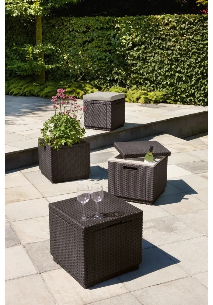 Sötétszürke kerti puff Cube – Keter