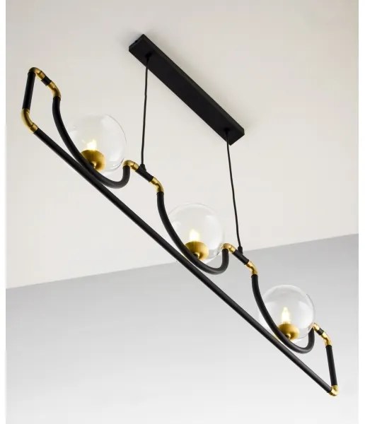 Jupiter 1990 - Csillár zsinóron HANZA 3xG9/10W/230V fekete/arany