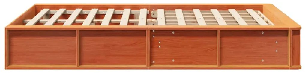 Ágykeret tárolóval Viaszbarna 120 x 200 cm Tömör fa