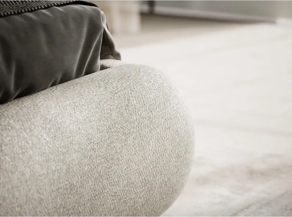 Bézs kárpitozott ágyneműtartós franciaágy ágyráccsal 140x200 cm Maumere – Maison de Rêve