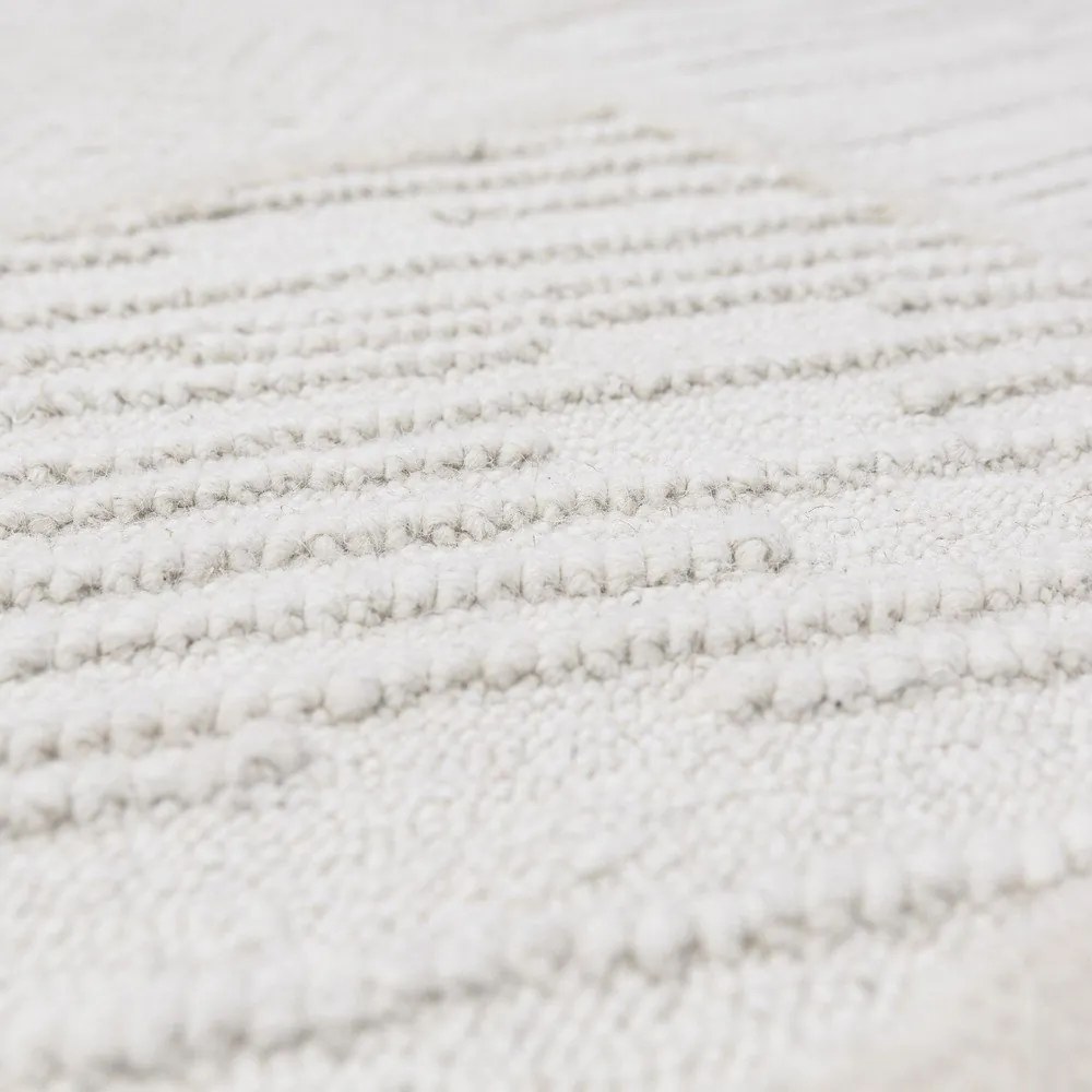 Fehér kézi szövésű gyapjúkeverék szőnyeg 160x230 cm Sculptured Blocks – Flair Rugs